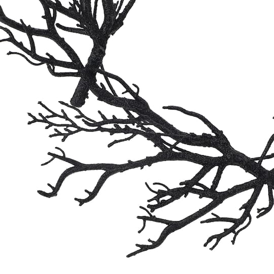20" Black Glitter Twig Wreath by Ashland®